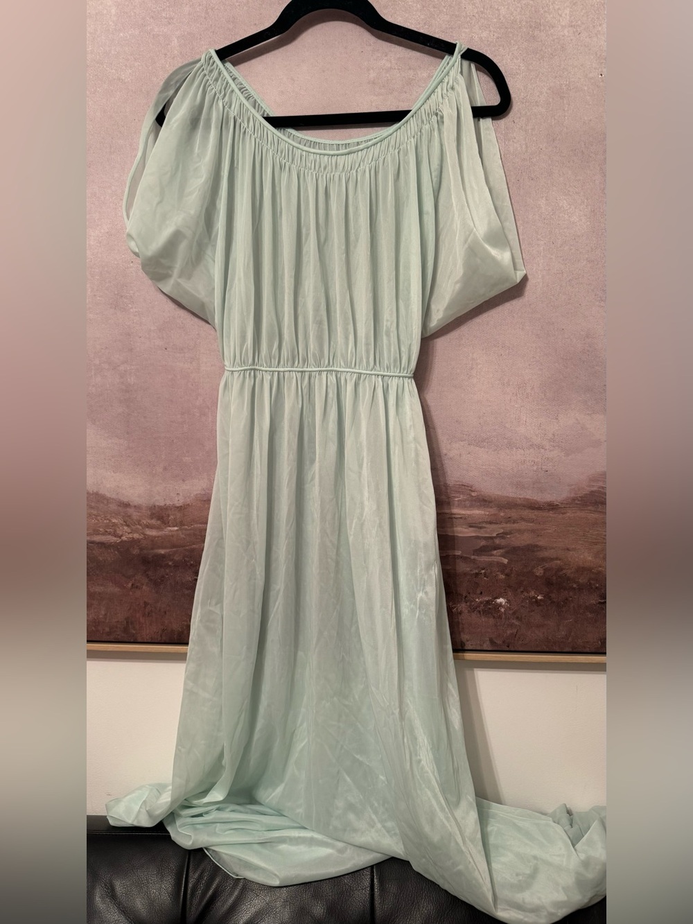 Vintage 60's Vanity Fair ~ long Sheer pastel blue nightgown~ Negligee Size S